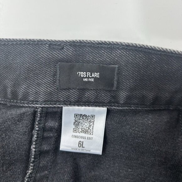 Express 70s Flare Jeans Women’s Size 6 Long 6L Black Mid‎ Rise - Picture 4 of 12